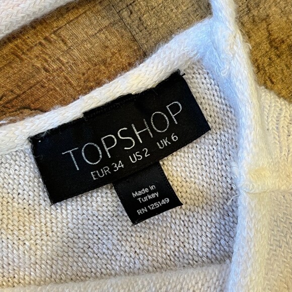 Topshop Ivory Lightweight Sweater Keyhole Back with Tie US 2 - Picture 6 of 9